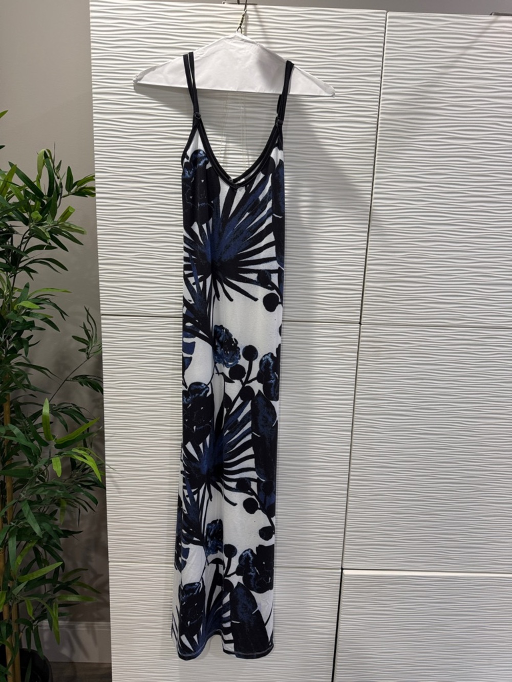 Sleeveless Navy Floral-Print Maxi Dress